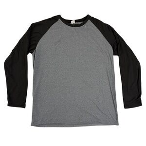 Men's XL Dri-Fit Gray Black Long Sleeve Performance Athletic Gym Casual T-Shirt